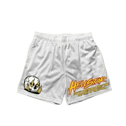 Hellstar Shorts White logo